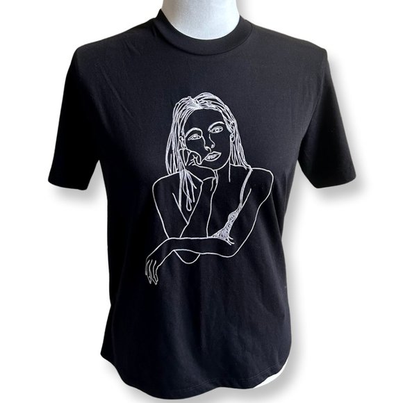 Topshop Tops - Topshop Black Sketch Girl T-Shirt By Tee And Cake Size Small
